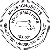 Need a landscape architect stamp? Shop this Massachusetts registered landscape architect stamp at the EZ Custom Stamps Store. Available in various mount options.