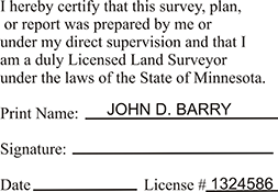 Looking for land surveyor stamps? Shop our Minnesota licensed land surveyor stamp at the EZ Custom Stamps Store. Available in several mount options.