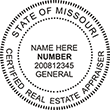 Looking for Certified Real Estate Appraiser Professional Stamps for the state of Missouri? Shop for Custom official Missouri Certified Real Estate Appraiser Stamps here.