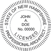 Looking for licensed architect professional seal stamps for the state of New Hampshire? Shop for your custom architect professional stamp here at the EZ Custom Stamps store.