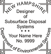 Looking for New Hampshire environmental service occupation stamps? Find the New Hampshire designer of subsurface disposal systems stamp at the EZ Custom Stamps Store.