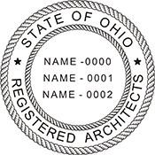 Looking for registered architect professional stamps for the state of Ohio? Buy your custom three-name architect professional stamp here at the EZ Custom Stamps store.