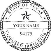 Looking for irrigator stamps? Check out our  Texas licensed irrigator stamps at the EZ Custom Stamp Store. Available in several mount options.