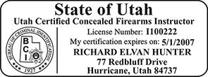 Need a custom stamp for a certified concealed firearms instructor in Utah? Shop the EZ Custom Stamps store today for custom products available in several mount options.