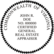 Looking for a real estate appraiser stamp for the state of Virginia? Find your occupation stamp on the EZ Custom Stamps store.