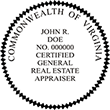 Looking for a real estate appraiser stamp for the state of Virginia? Find your occupation stamp on the EZ Custom Stamps store.