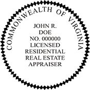 Need a residental real estate appraiser stamp? Buy this Virginia licensed residential real estate appraiser stamp at the EZ Custom Stamps Store.
