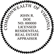Need a residental real estate appraiser stamp? Buy this Virginia licensed residential real estate appraiser stamp at the EZ Custom Stamps Store.