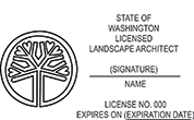 Need a landscape architect stamp? Buy this horizontal Washington licensed landscape architect stamp at the EZ Custom Stamps Store.