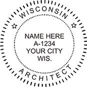Need an architect professional stamp for the state of Wisconsin? Shop this official Architects Professional Stamp at the EZ Custom Stamps store.
