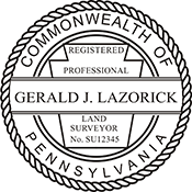 Looking for land surveyor stamps? Shop our Pennsylvania registered professional land surveyor stamp at the EZ Custom Stamps Store. Available in several mount options.