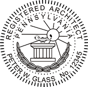 Looking for registered architect professional seal stamps for the state of Pennsylvania? Shop for your custom architect professional stamp here at the EZ Custom Stamps store.