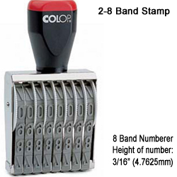Looking for a traditional stamp numberer? This 8 band numberer size 2 requires a separate stamp pad and is best for office work that doesn't require customized stamps.