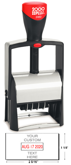 Looking for a self-inking stamp dater for the office? This rectangular 2000 Plus Classic Line 2460 dater comes in 2 ink colors and includes up to 5 lines of customization.