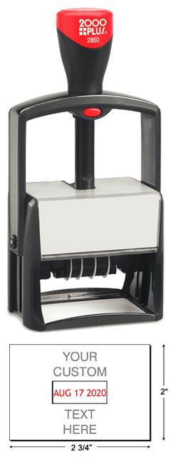 Looking for a self-inking stamp dater for the office? This rectangular 2000 Plus Classic Line 2860 dater comes in 1 ink color and includes up to 8 lines of customization.