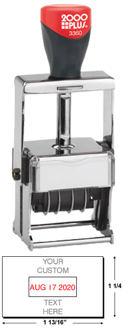 Looking for a self-inking stamp dater for the office? This rectangular 2000 Plus Classic Line 3360 2-color dater includes up to 4 lines of customization.