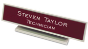 Looking for custom designer name plates? Check out our 1 3/4" X 9" custom designer name plates with square corners and plastic grey holder included at EZ Custom Stamps Store.