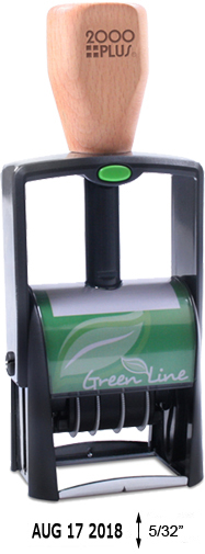 This ecofriendly stamp dater is perfect for the office! The 2000 Plus Green Line 2015 model is self-inking and features 1 ink color for heavy duty stamping use.