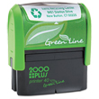 This eco-friendly self-inking stamp printer from the 2000 Plus P40 Green Line is perfect for the workplace. Create stamps with this vertical printer for up to 5,000 impressions per pad.