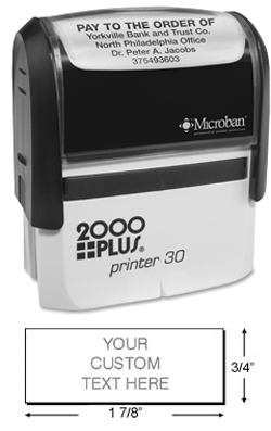 Looking for a customizable self-inking stamp printer for the office? This 2000 Plus Printer P30 model allows for up to 5,000 quality impressions per ink pad with customizable text and logo.