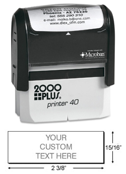Make a custom stamp with your business address or company logo with this 2000 Plus P40 Self-Inking Stamp Printer. Buy today from the EZ Custom Stamps store.