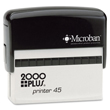 Need a rectangle self-inking stamp printer? This 2000 Plus Line P45 printer allows for 6 lines of customizable text and up to 5,000 quality impressions per pad.