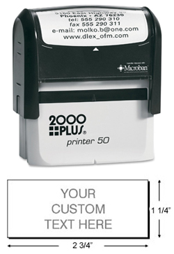 Make a custom stamp with your business address or company logo with this 2000 Plus P50 Self-Inking Stamp Printer. Buy today from the EZ Custom Stamps store.