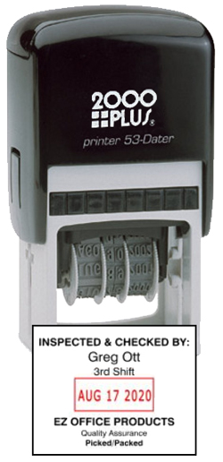 This 2000 Plus self-inking 2-color stamp dater generates a month/day/year/format stamp valid for 12 years. Buy today from the EZ Custom Stamps store.