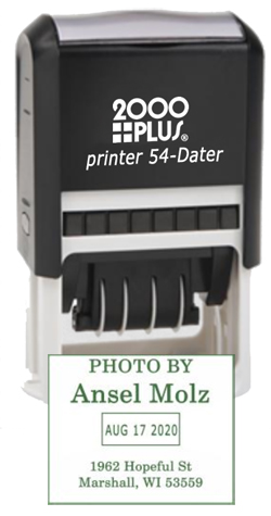 Create a customized logo or address stamp with a 2000 Plus P54 Rectangular 1-Color Self-Inking Stamp Dater. Buy today from the EZ Custom Stamps store.