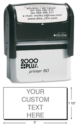 Design a custom business stamp with the 2000 Plus P60 Self-Inking Vertical Stamp Printer. Shop for a high-quality stamper on the EZ Custom Stamps store today.