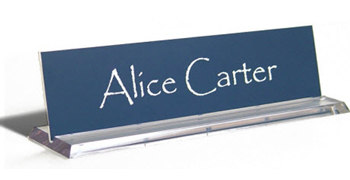 Looking for custom desk signs? Shop our 2" X 8" designer custom desk signs with acrylic clear base at the EZ Custom Stamps Store.