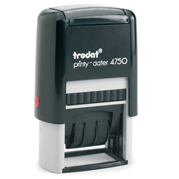 Need custom stamp daters? This Trodat Printy self-inking, two-color rectangular stamp dater allows up to 4 lines of customization. Buy it here today.
