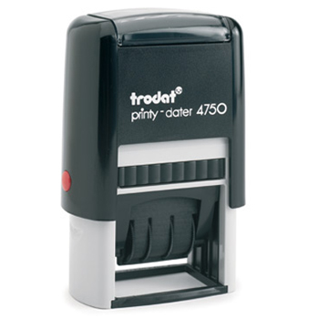 Need custom stamp daters? This Trodat Printy self-inking, one-color rectangular stamp dater allows up to 4 lines of customization. Buy it here today.