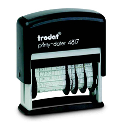 Need Trodat dater Stamp? This non-customizable Trodat rectangular stamp dater includes 12 phrases/words common for office use. Shop here.