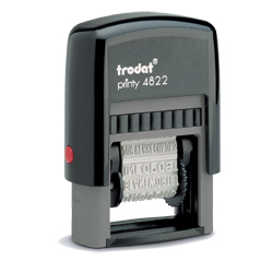 Looking for phrase stamp daters? Purchase this Trodat self-inking rectangular phrase stamp dater with 12 popular messages at the EZ Custom Stamps Store.
