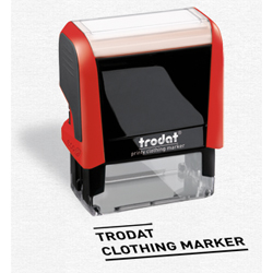 This Trodat Printy self-inking stamp clothing marker makes it easy to mark clothing textiles such as shirts or children's clothing. Get it here on the EZ Custom Stamp store.