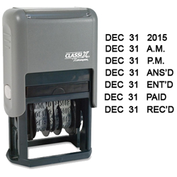 Looking for a self-inking stamp dater? This traditional Xstamper dater 40160 features a four-year date band and prints the month, day, year, and common office phrase.