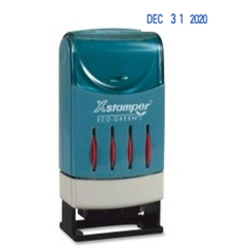 This large blue ink self-inking stamp dater prints the month, day, and year to help you be more time and cost efficient and lasts for 50,000 impressions.