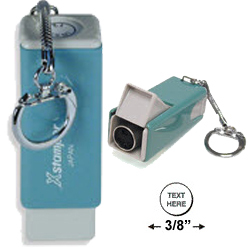 Shopping for a round pre-inked stamper? This Xstamper N44 model  provides customization up to three lines and comes with a built-in keychain and case.