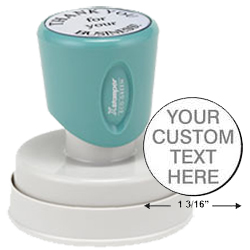 Shopping for a round pre-inked stamper? This Xstamper N49 model  provides customization up to five lines and comes with a lifetime guarantee.