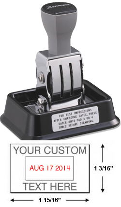 Looking for a rectangular stamp dater? This Xstamper N90 provides customization up to four lines, comes in two ink colors, and makes date stamping effortless.