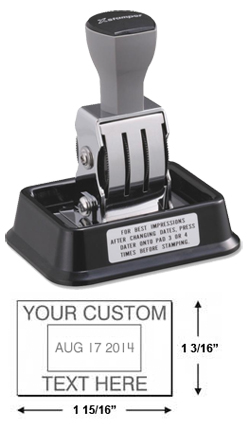 Looking for a rectangular stamp dater? This Xstamper N90 provides customization up to four lines, comes in one ink color, and makes date stamping effortless.
