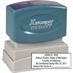 This State of Michigan Xstamper notary public stamp is pre-inked and perfect for the office. Shop your occupation stamps at the EZ Custom Stamps store today.