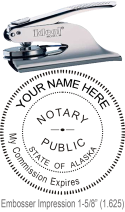 Looking for state stamp embossers? Purchase this Trodat round Alaska notary public stamp embosser. Featuring a 1-5/8" round model, this official stamper is perfect for office use.