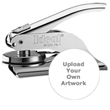 This Trodat stamp embosser is a hand-held portable pocket-sized embosser with the option to upload your own custom artwork. Buy it here.