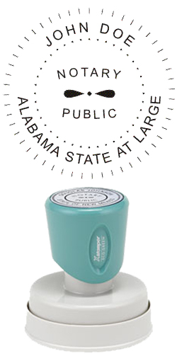 Looking for an Alabama notary stamp? This Xstamper round N53 model is eco-friendly with over 50% recycled content and carries a lifetime guarantee.