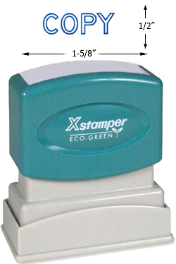 Need a "Copy" message stamper? Buy this pre-inked Xstamper model 1006, a blue outlined stamp designed for convenient office use.