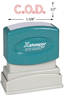 Need a "Cash on Delivery" message stamper? Buy this pre-inked Xstamper model 1011, a red stamp that makes it obvious when you require payment on delivery.
