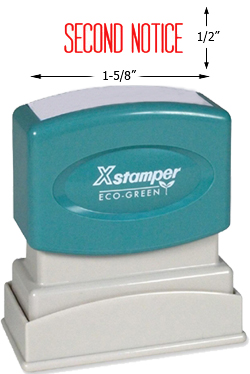 Need a "Second Notice" message stamper? Buy this pre-inked Xstamper model 1012, a red stamp that makes it obvious when your message is urgent.