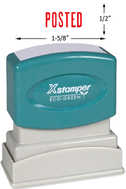 Need a "Posted" message stamper? Buy this pre-inked Xstamper model 1047, a red one-color stamp to help you mark which documents are posted to billing.